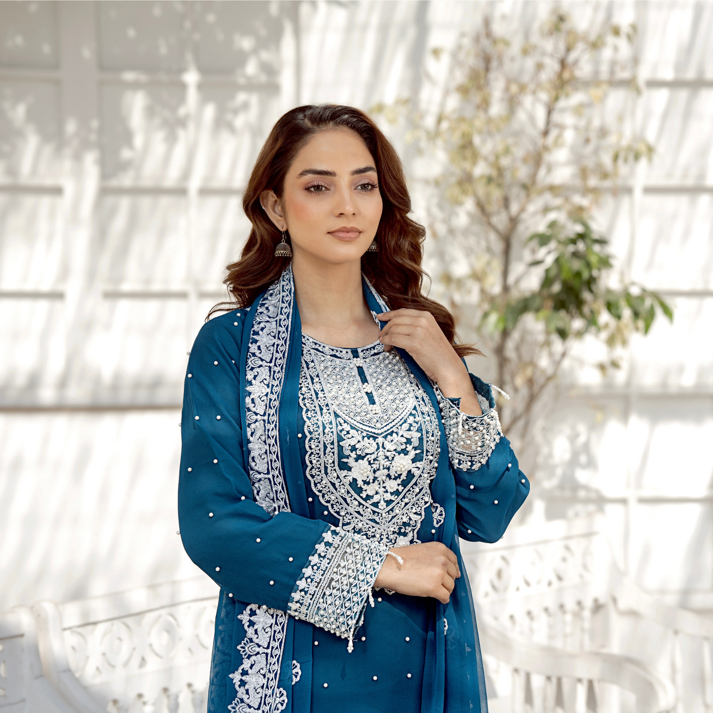 UMRZ-40 Luxury Handwork Embroidered Dress with Chiffon Dupatta 3 Pc |Ready to Wear| Rangz