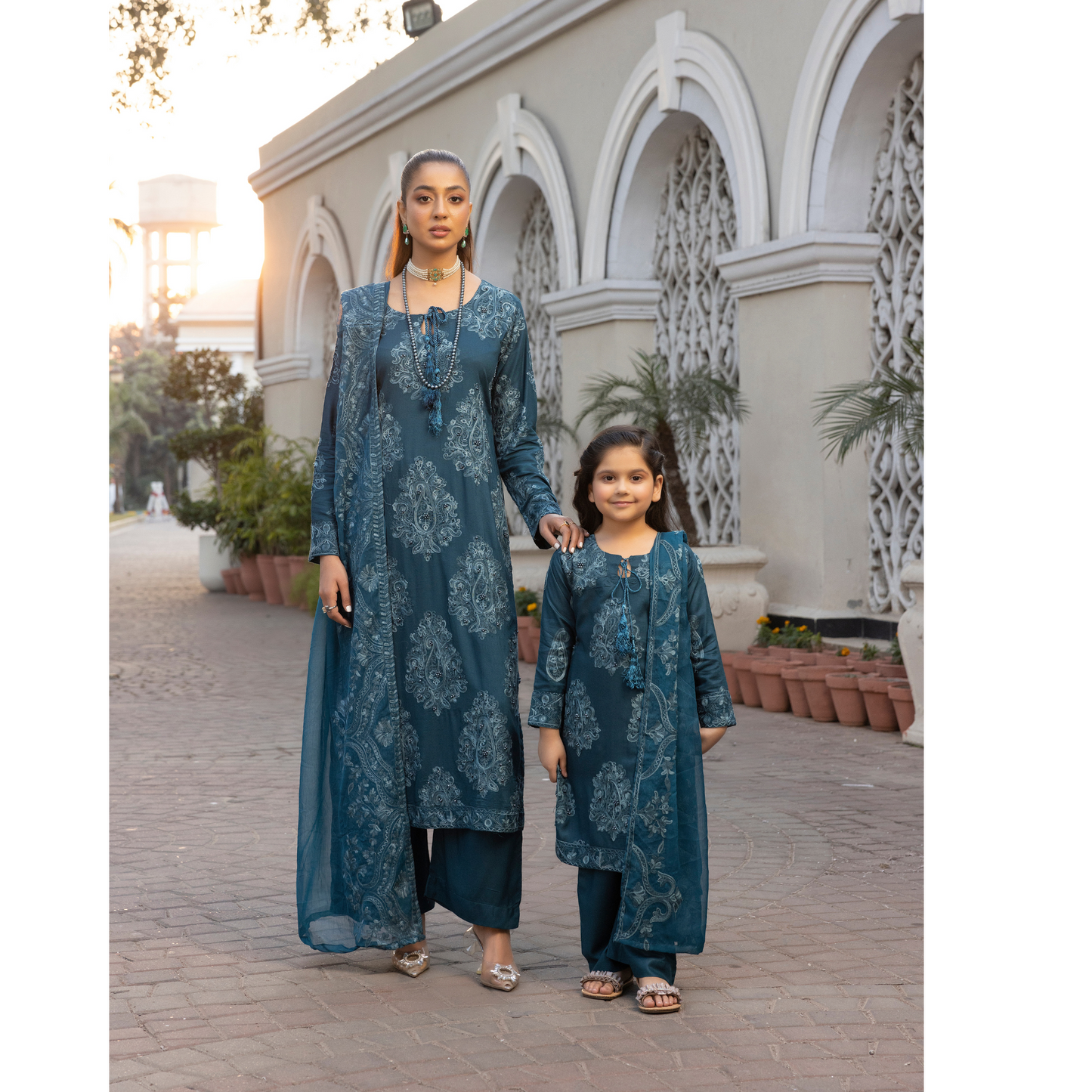UMS-15 3 Pc Mother & Daughter Luxury Linen Eid Collection by Simrans