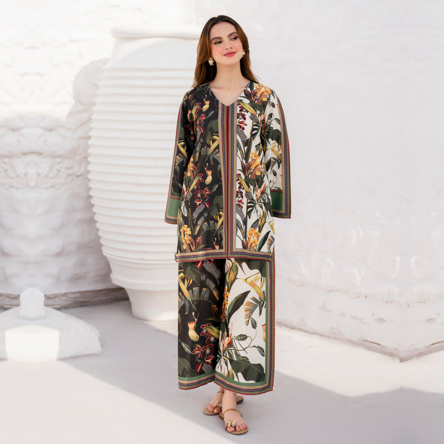 2 Pc Mother & Daughter Pakistani Printed Co-ord Set Collection by Garnet