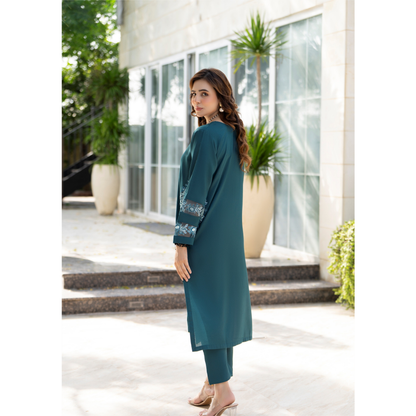 UZA-01 Rang e Elegance by Zaaria 2 Pc Embroidered Dhanak Co-Ords Set