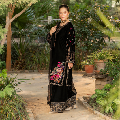 F-490 "Sehar" Luxury Embroidered Velvet Dress by Karma Collection