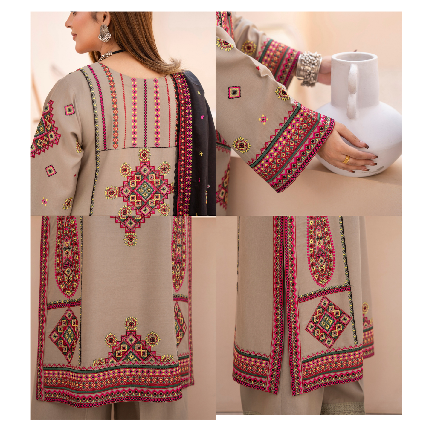 "Mishaal" Khat Edition Luxury Embroidered 3 Piece by Karma Collection