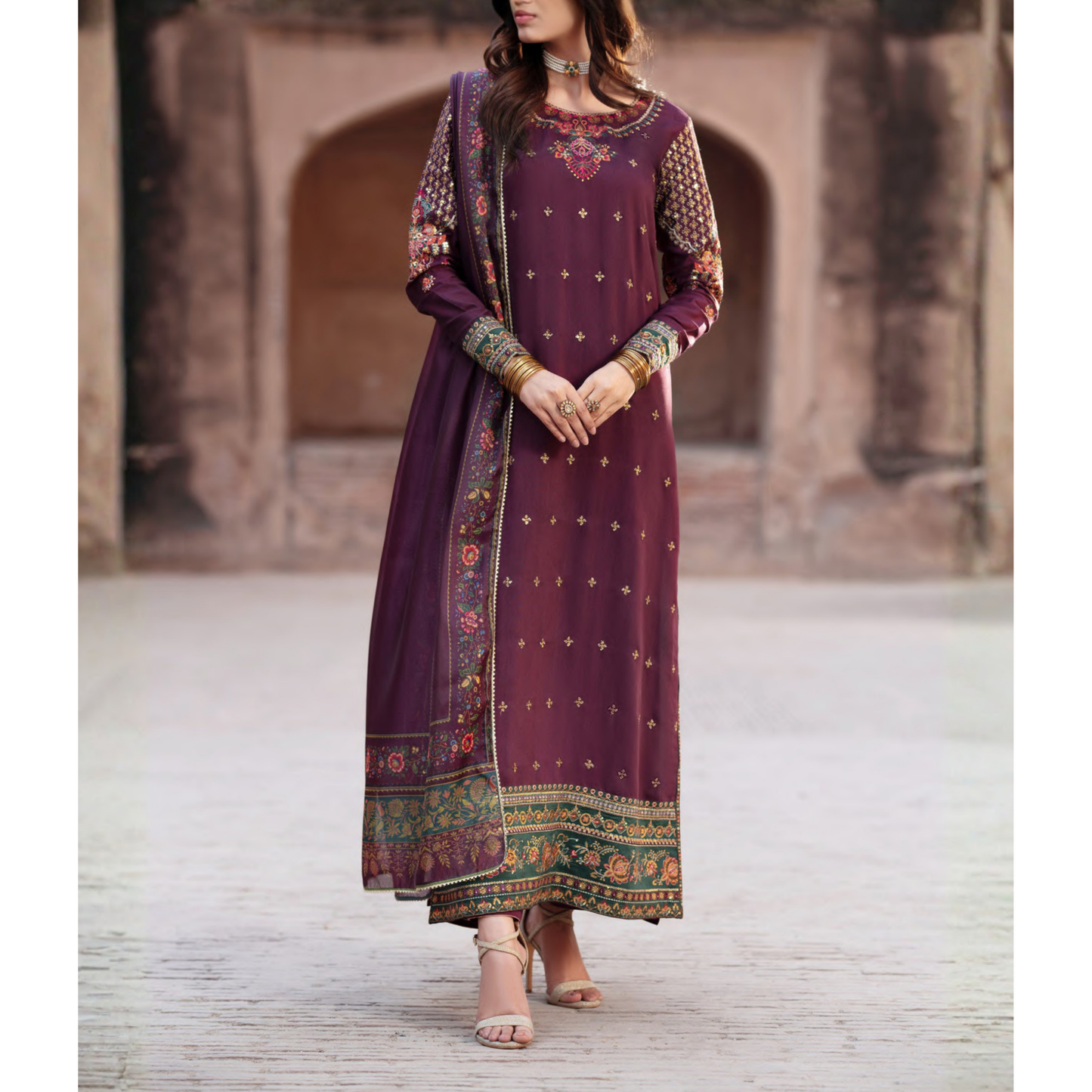 UCA-34 "ISHQIA" Festive Drop Embroidered Viscose Collection by Casuallite