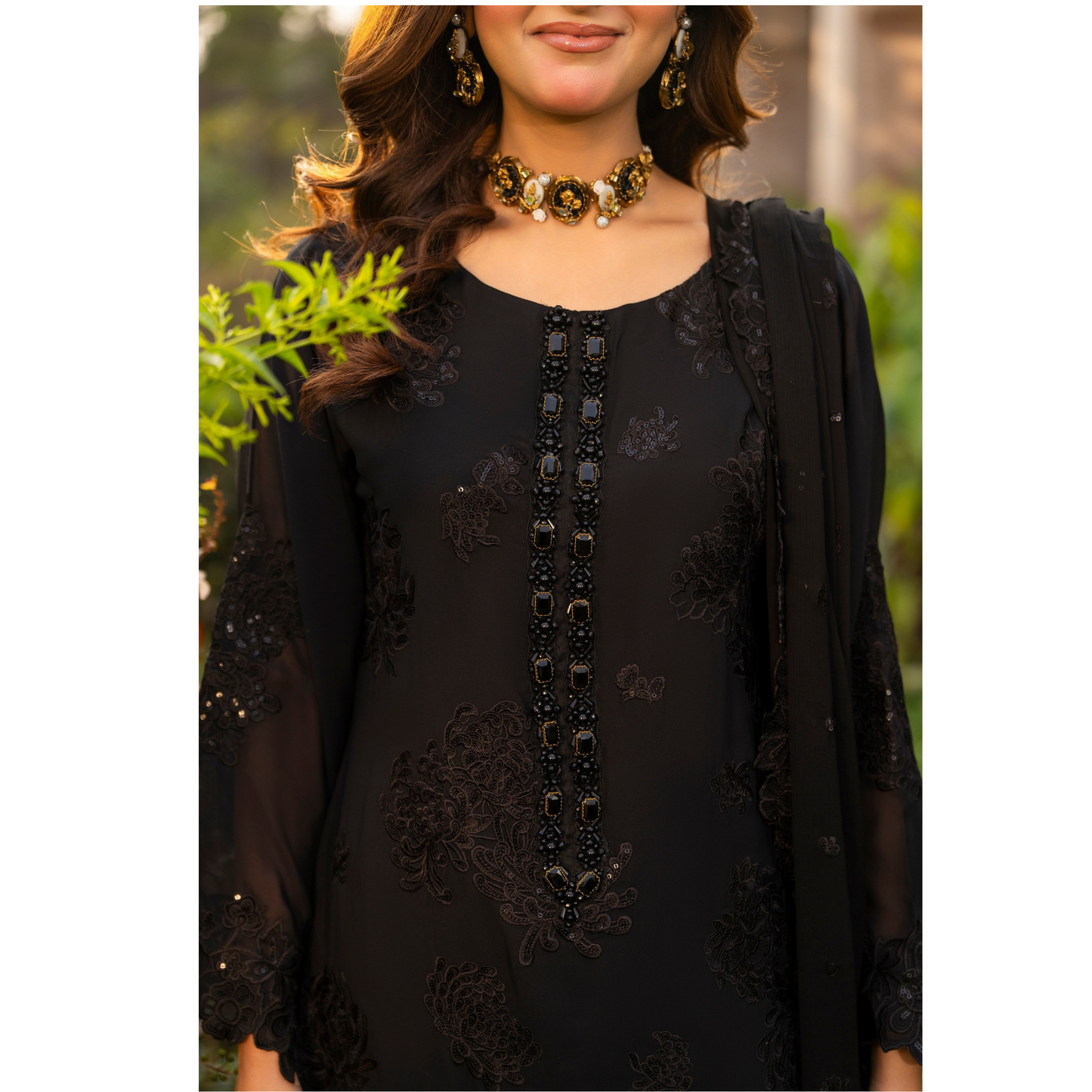 F-497 "Hayat" Embroidered Georgette Chiffon 3 Pc Collection