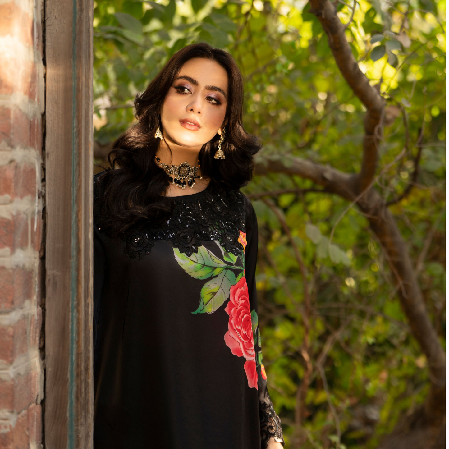 "Eliana" Embroidered Printed Shamooz Silk by Karma Collection | Asian Clothes | Eid