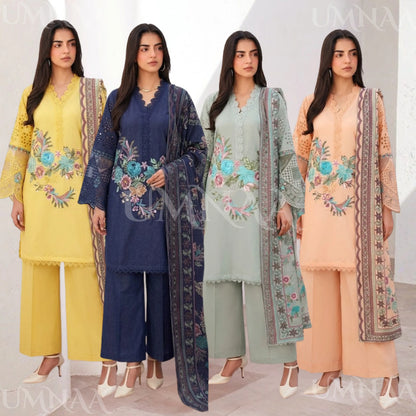 UA-186 Embroidered Cotton 3-Piece Collection | Ready to Wear Asian clothes