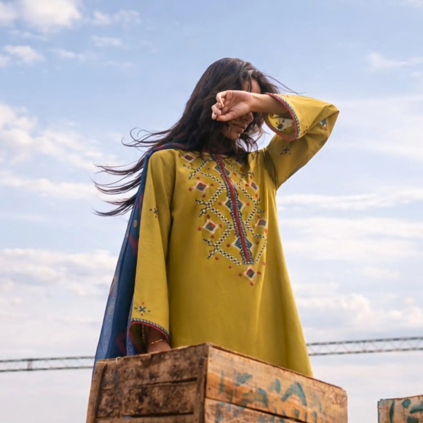UCA-39 SafarNama Summer Embroidered Cotton Dress with Printed Silk Dupatta | Women’s Wear Pakistani Designer Outfit by Casuallite