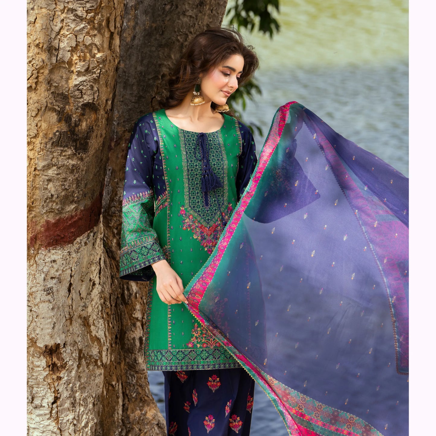 KC-1572 "Sunheri" Embroidered Festive Cambric Cotton Collection by Karma Collection