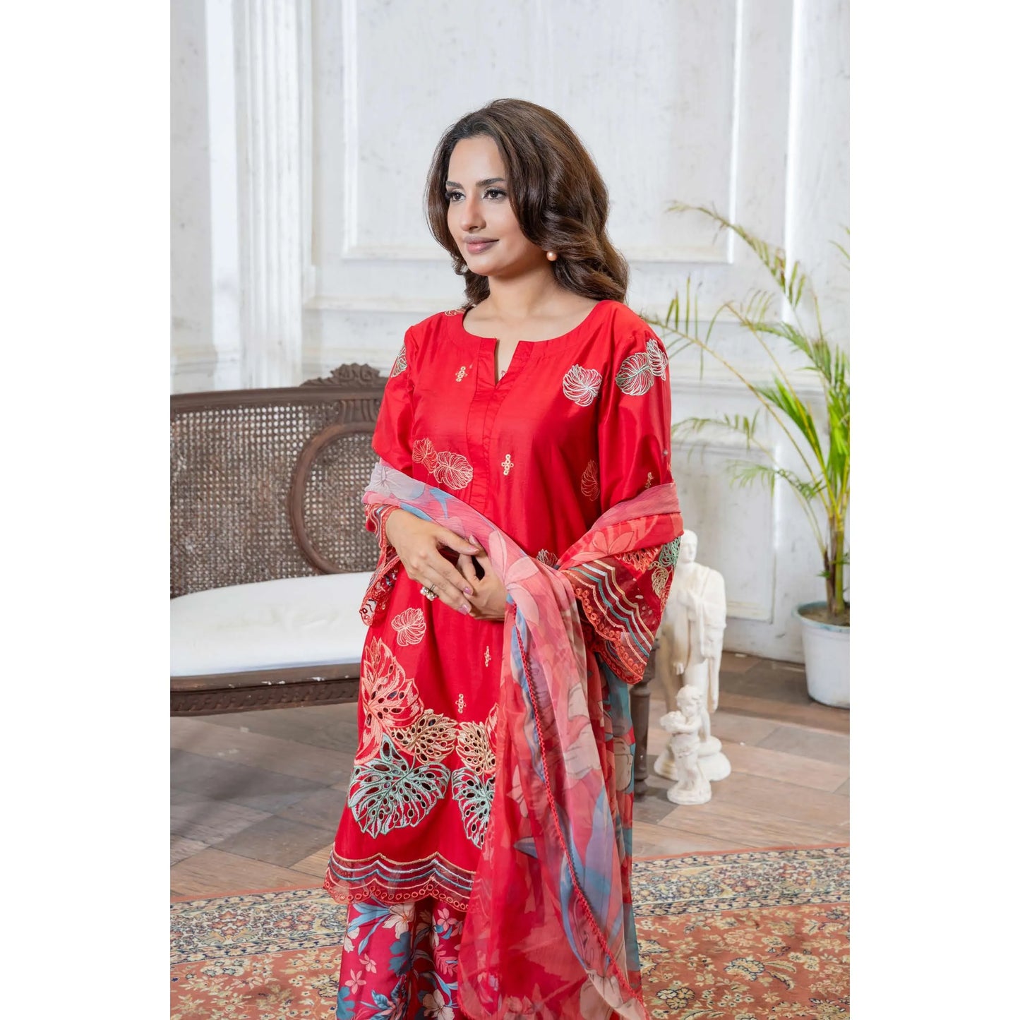 UMRZ-61 "Riwayat" by Rangz Embroidered Cotton with poly Lawn Sharara Festive collection| Ready to Wear Pakistani Asian clothes