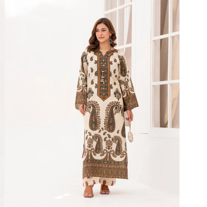 UA-215 " Printed Poly Silk Lawn Kaftan Style Co Ord Set Collection by Umnaa | Ready to Wear Pakistani Asian clothes