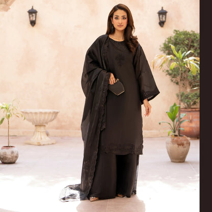 RA-36 Embroidered Sheesha Silk 3 Piece Suit | Premium Embroidered Silk Dress with Dupatta | Women's Party & Festive Wear