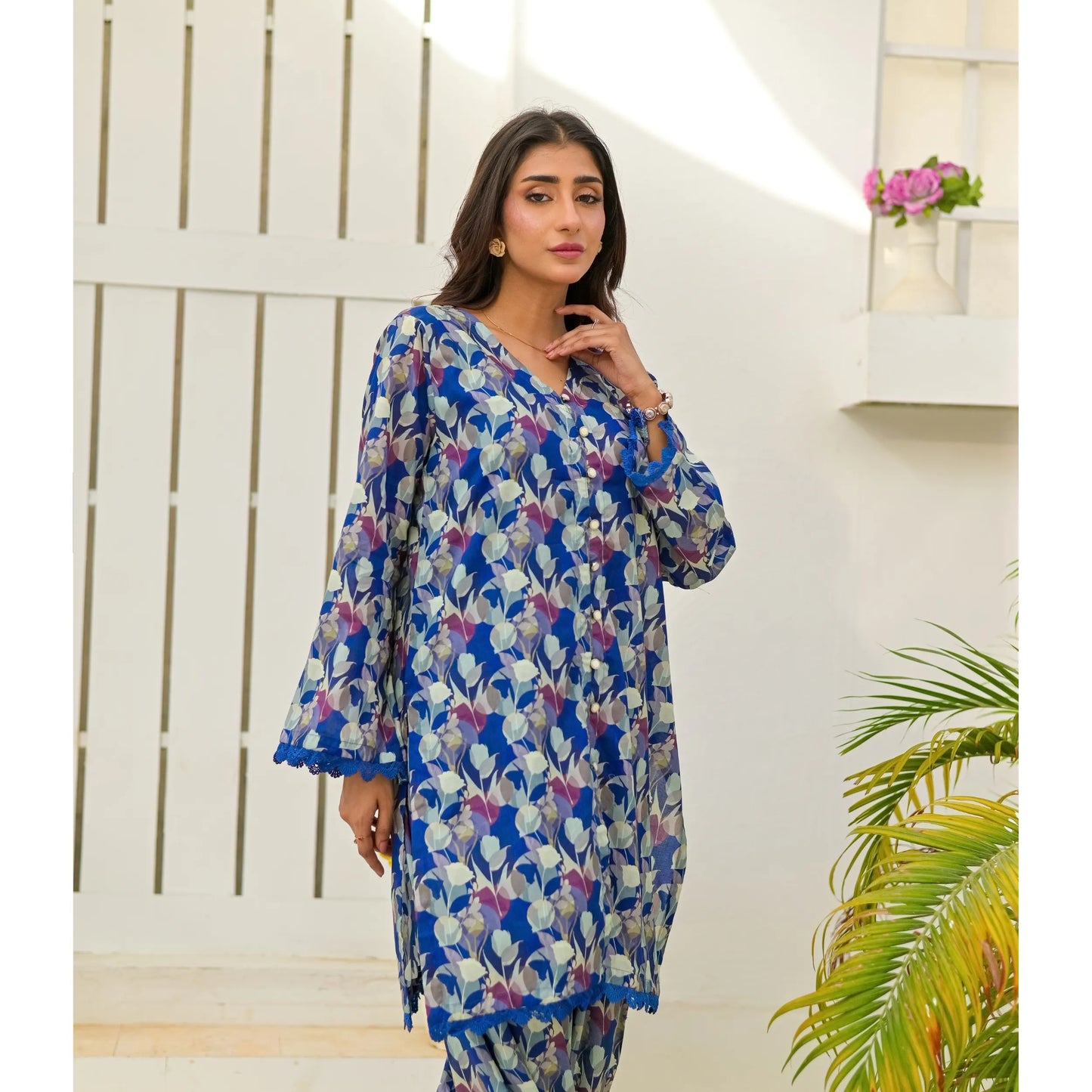 UA-248 Printed Lawn 2 Piece Co-Ord Set | Soft Breathable Summer Outfit | Casual Matching Shirt & Trouser Set by Umnaa