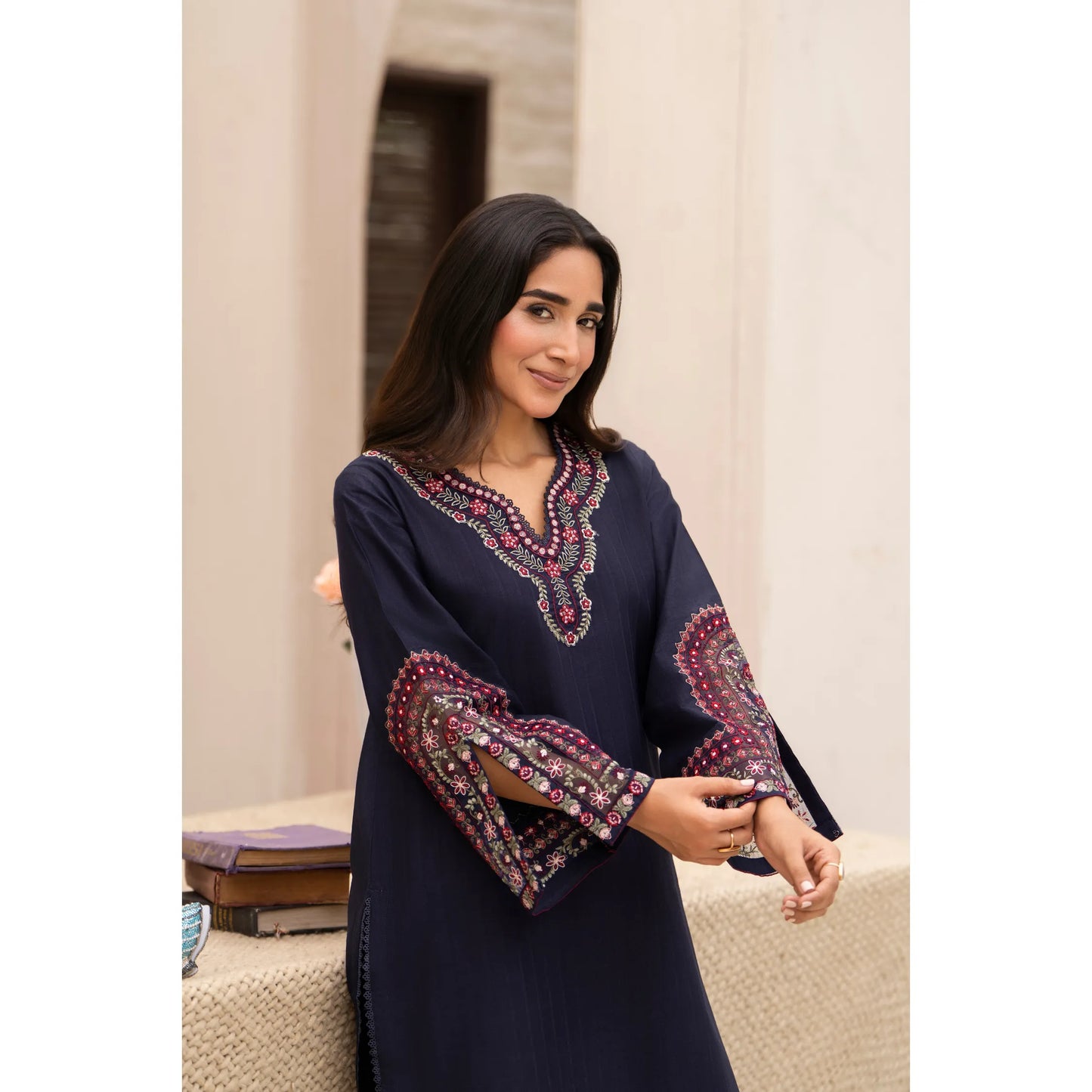 UA-257 Embroidered Cambric Cotton Co-Ord Set | Ready to Wear | Asian Clothes