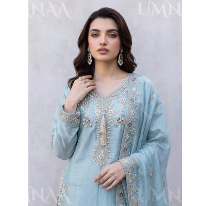 UA-289 Luxury Silk 3-Pc Suit | Embroidered Pakistani Formal Wear