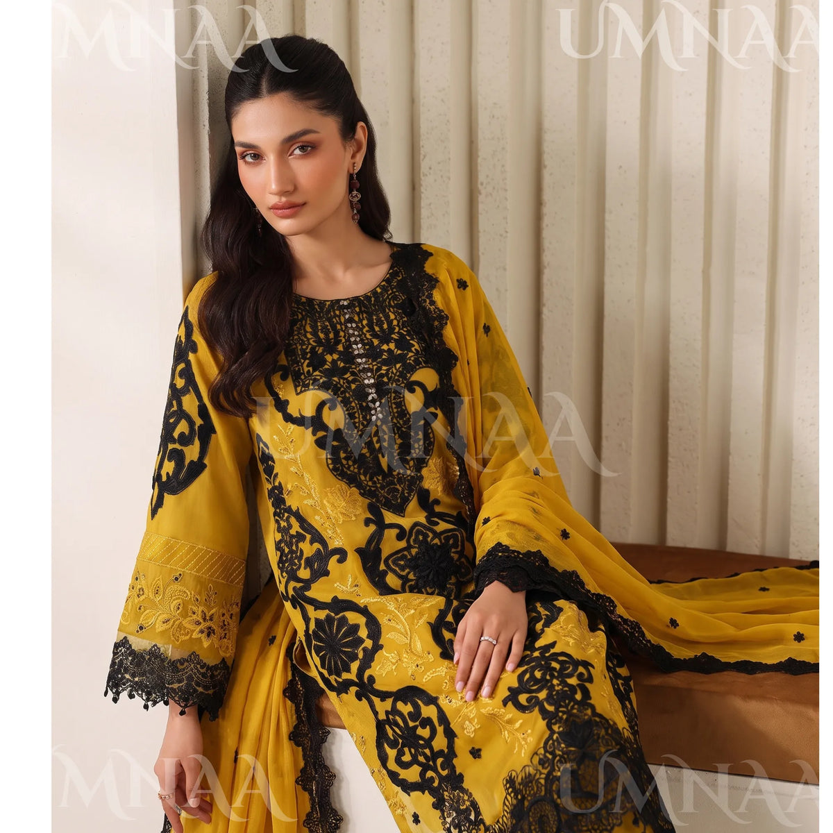 UA-296 Embroidered Chiffon 3 Pc Collection | Umnaa