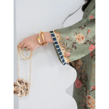 UAL-08 Printed Silk Kaftan with Trouser 2 Pc Set | Ally's