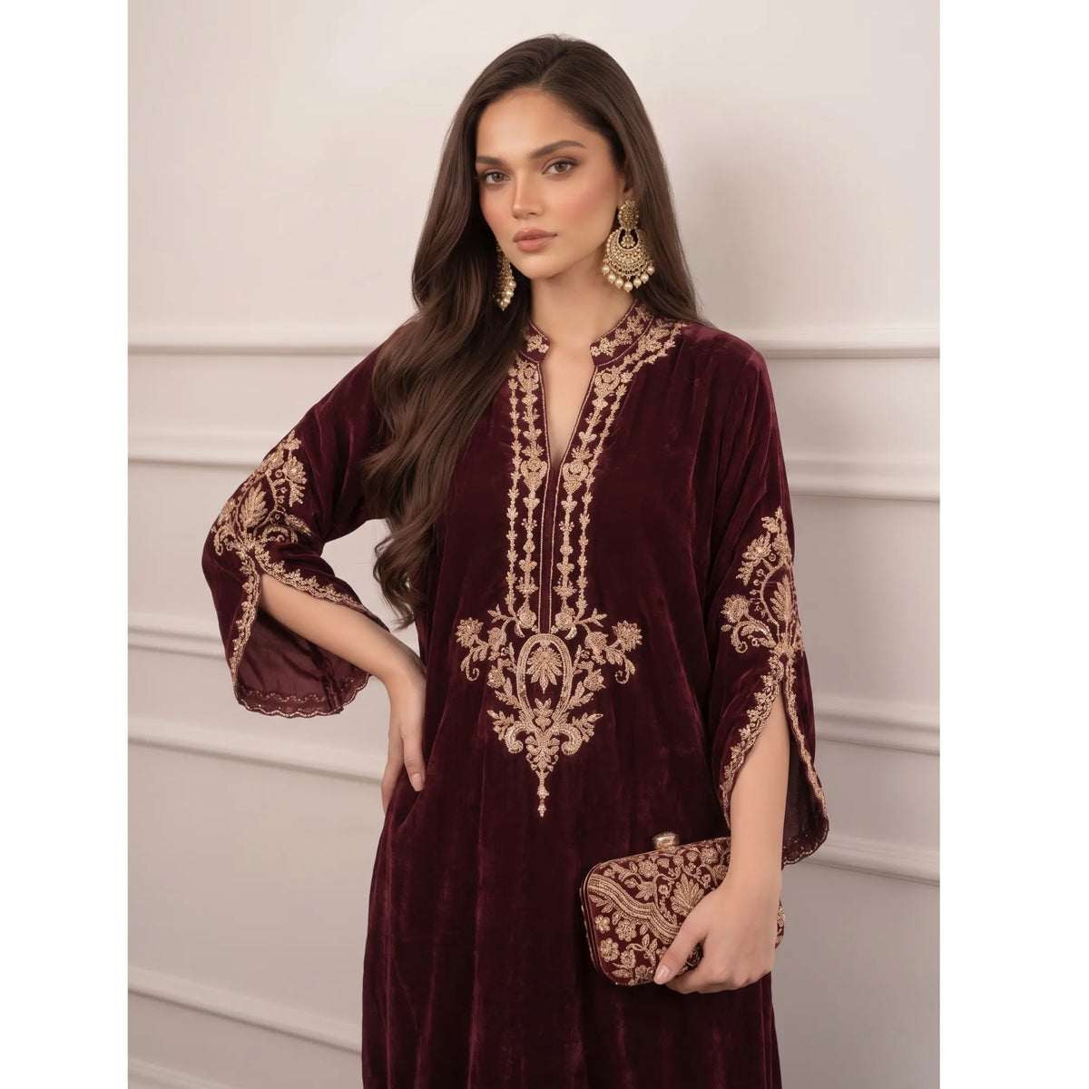 UA-316 Luxury Velvet Kaftan Style Co-Ord Set | Umnna