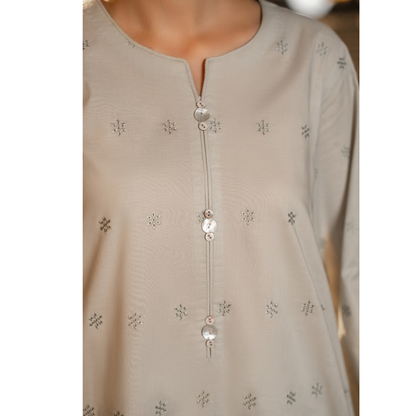 UCA-18 2 Pc Casual Cotton Farshi Shalwar Chikenkari Co-Ords Set | Ready to Wear | Casuallite