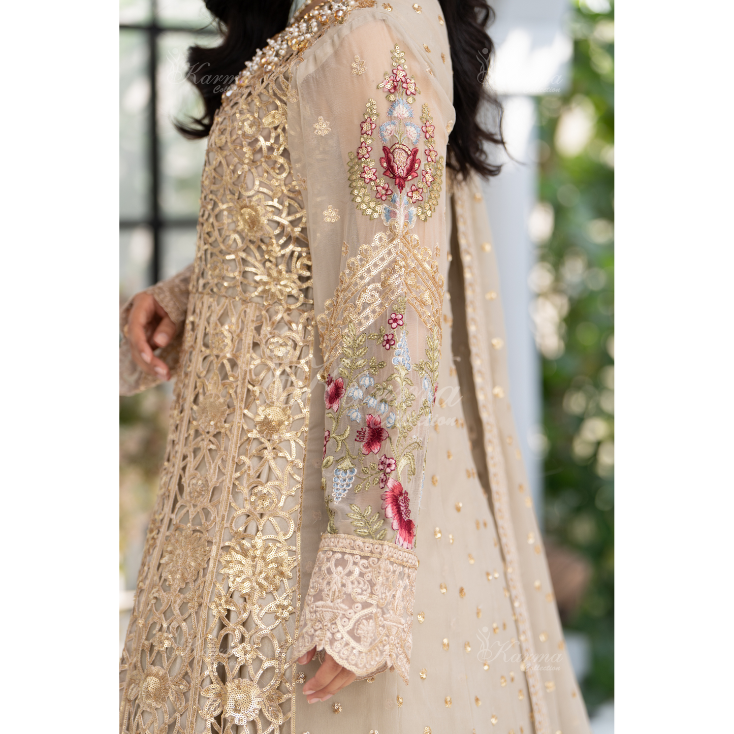 Luxury Embroidered Chiffon long Maxi with chiffon duppata  | Wedding Collection | karma Collection | UMKC01101