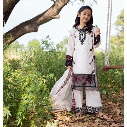 UAL-105 Luxury Festive Lawn Embroidered Mother–Daughter Matching Outfit Set by ALLY'S