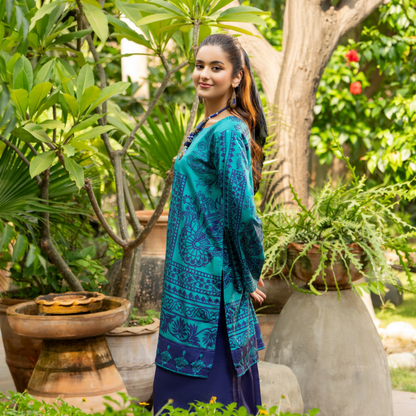 Sëleñe Raw Silk Printed Co-Ords Set by Karma Collection | Ready to Wear Modest fashion Asian