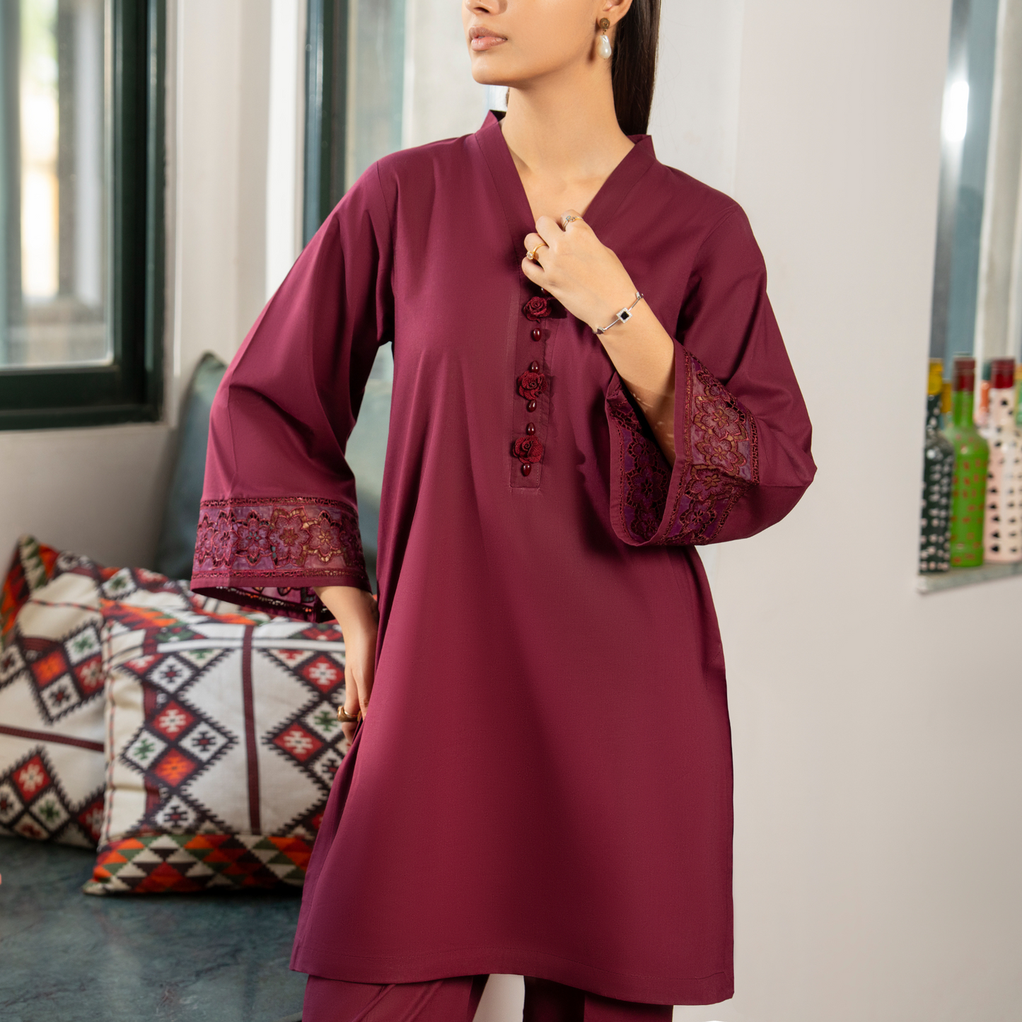 UCA-21 2 pc Summer Cotton Co Ord Set | Ready to Wear | Casuallite