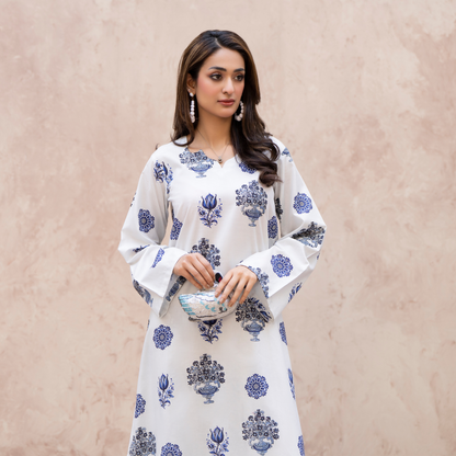 RA-33 Embroidered Lawn Long Kaftan Style 2 Piece Casual Summer Collection by Raniya.h