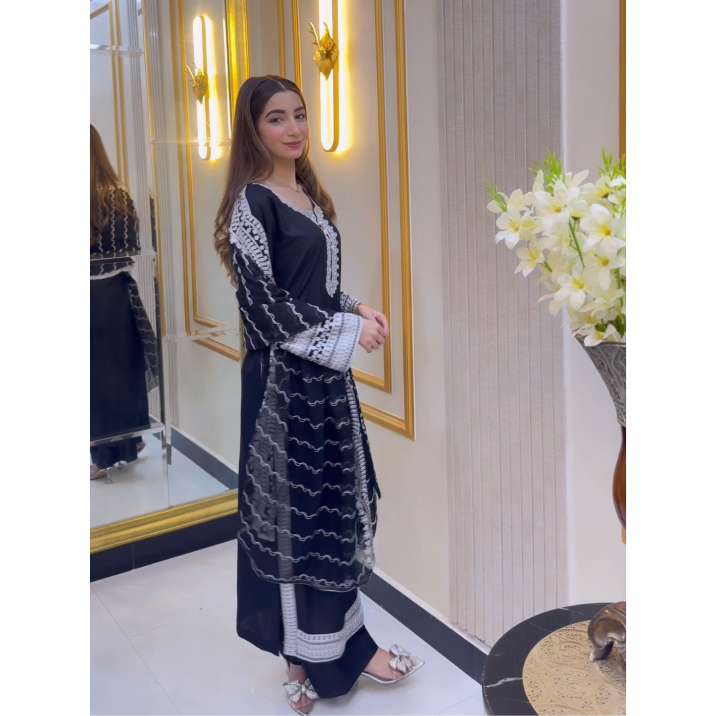 UA-47 Embroidered Linen with Chiffon Duppata Pc Dress | Ready to wear | UMNAA