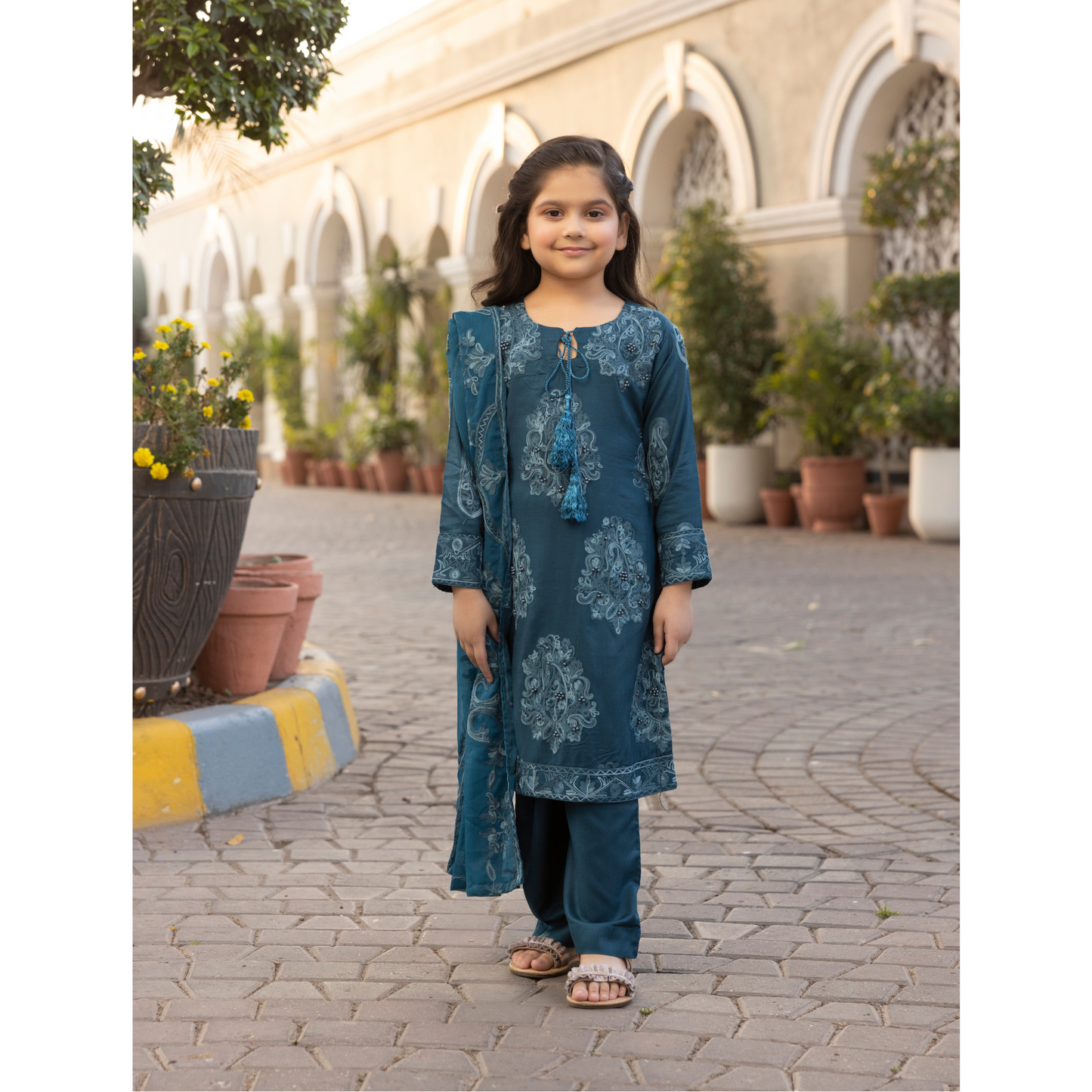 UMS-15 3 Pc Mother & Daughter Luxury Linen Eid Collection by Simrans