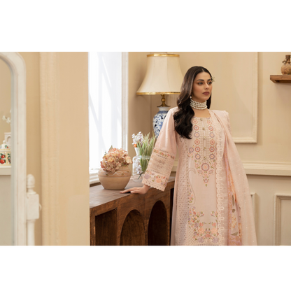 KC-1434 Embroidered Chikenkari Cambric Cotton Dress Ready to Wear 3 Pc - Karma Collection