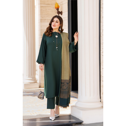 RA-23 Dhanak Dress with Kashmiri Wool Shawl 3 Pc Collection |Ready to Wear | Winter Collection | Raniya.h