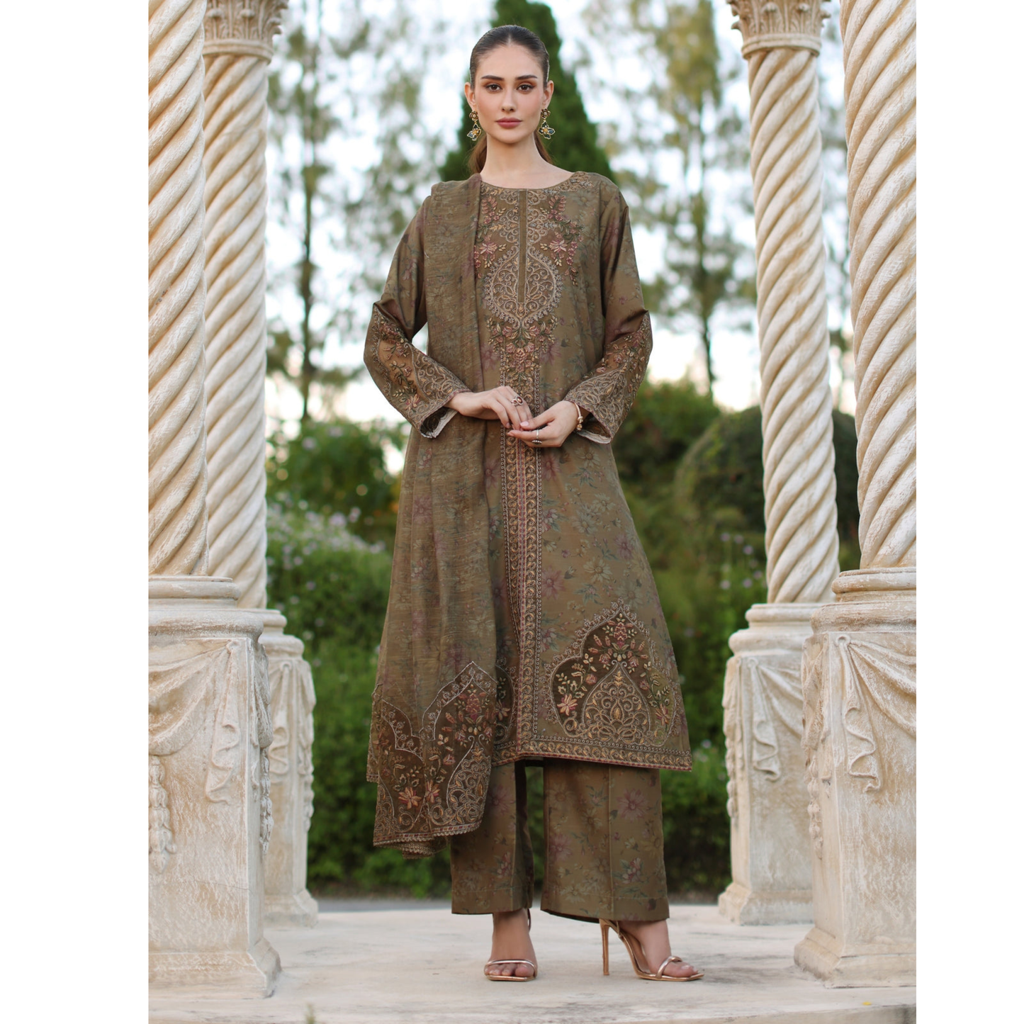 UA-138 Embroidered Printed khaddar Collection by Umnaa | Ready to Wear | Asian Clothes