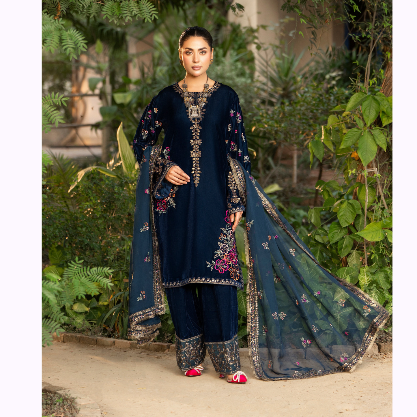 F-490 "Sehar" Luxury Embroidered Velvet Dress by Karma Collection