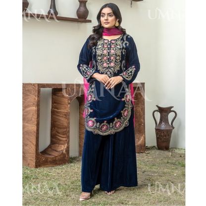 UA-141 3 Luxury Velvet Sharara collection by Umnaa