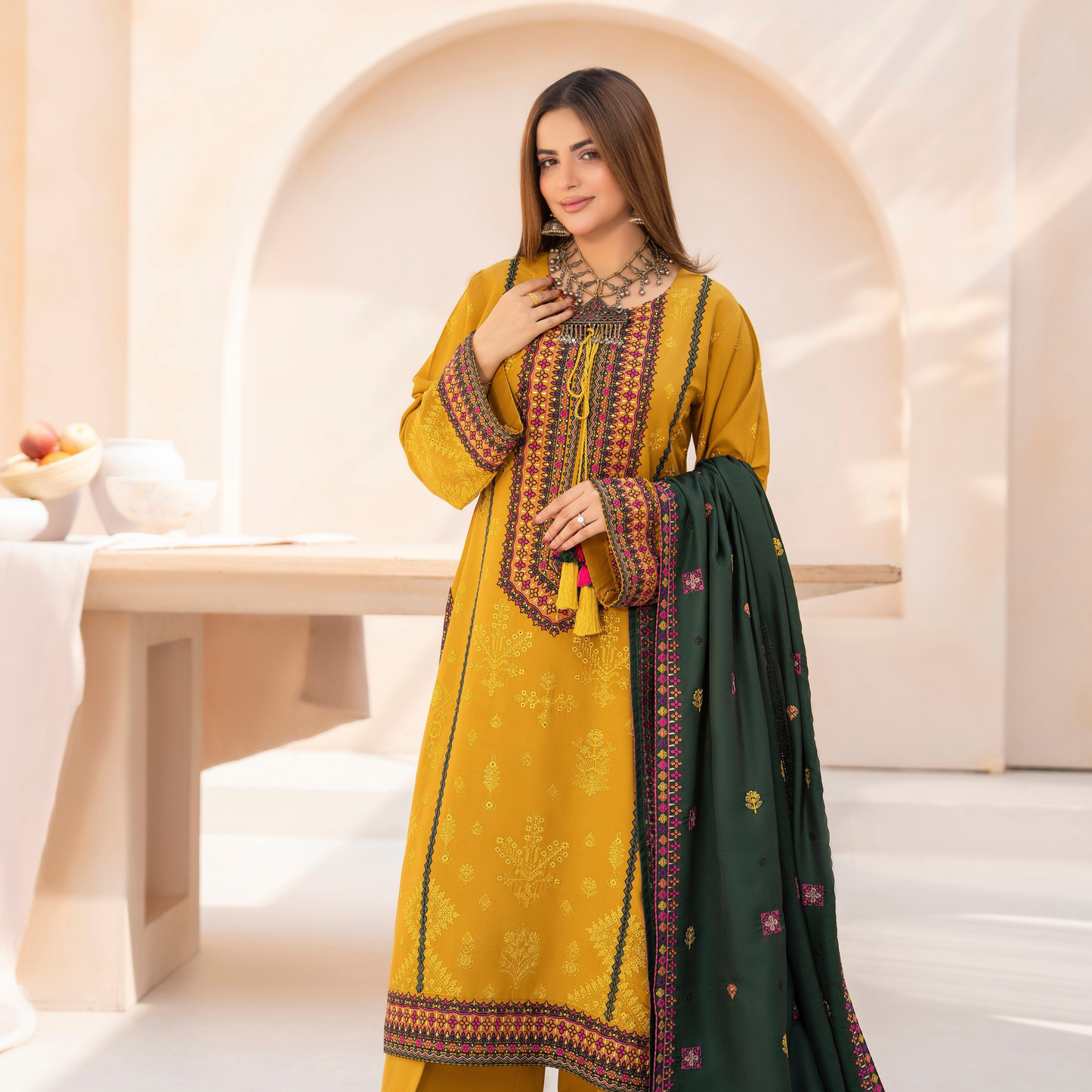 "Mishaal" Khat Edition Luxury Embroidered 3 Piece by Karma Collection