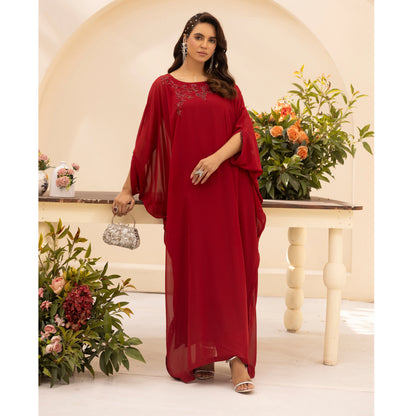 UMS-58 Jeem by Simrans Chiffon Kaftan Dress |Ready to Wear Modest Fashion Asian Clothes
