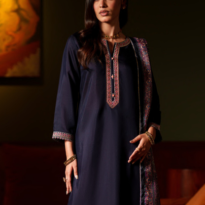 UCA-36 ELARA Festive Embroidered Viscose Dress with Printed Silk Dupatta | Women’s Festive Wear Pakistani Designer Outfit by Casuallite