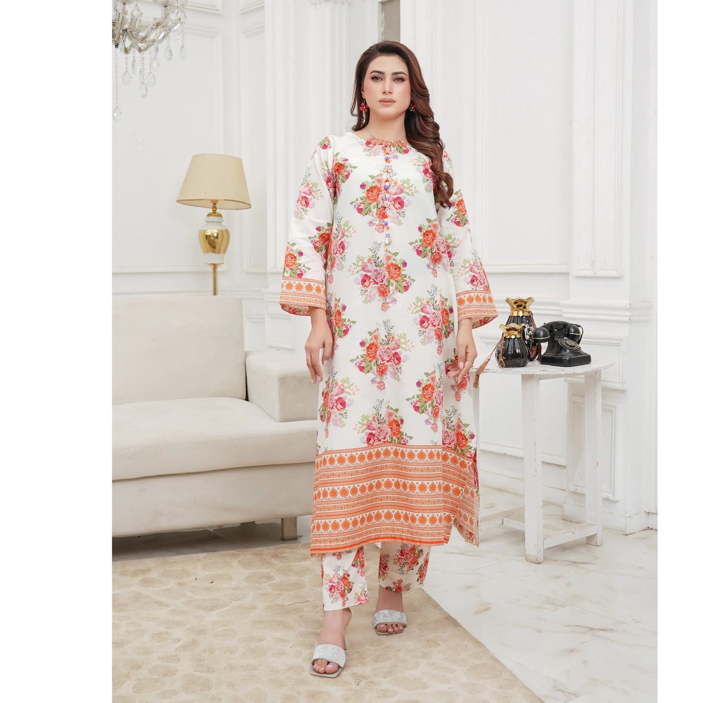 UMS-59 "Attire" Lawn Kaftan Style Co-Ords Set by Simrans