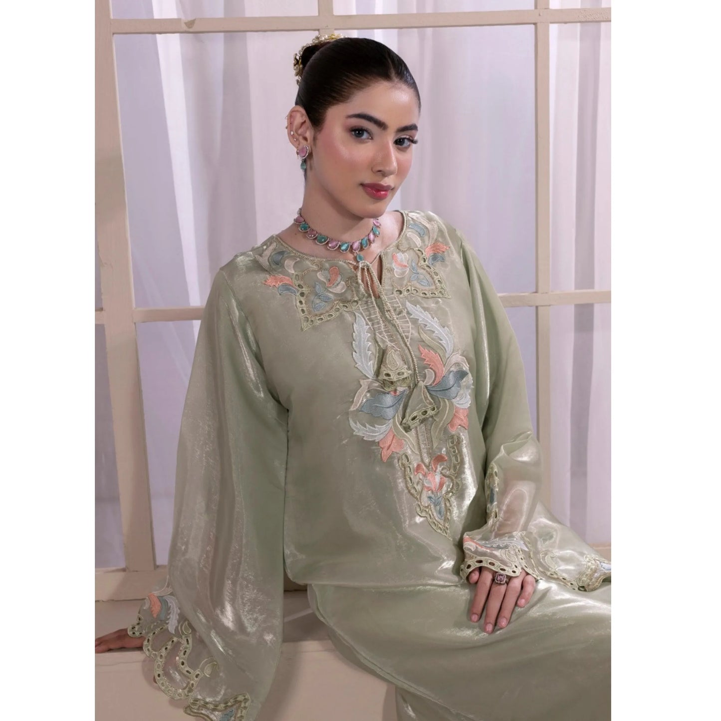 UA-203 Embroidered Festive kaftan Silk Collection by Umnaa | Pakistani Trendy Kaftan Asian Clothing