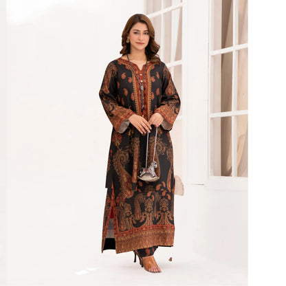 UA-215 " Printed Poly Silk Lawn Kaftan Style Co Ord Set Collection by Umnaa | Ready to Wear Pakistani Asian clothes
