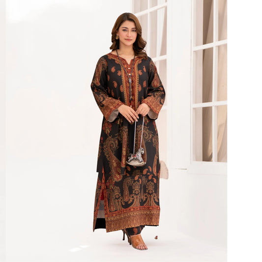 UA-215 " Printed Poly Silk Lawn Kaftan Style Co Ord Set Collection by Umnaa | Ready to Wear Pakistani Asian clothes