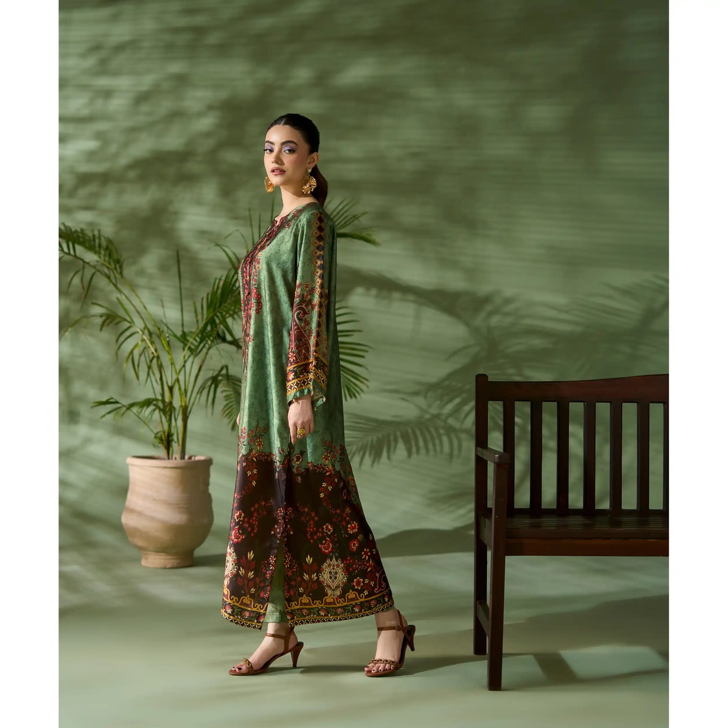 UAL-05 Printed Silk Kaftan Style Co-Ord Set Loose fit Casual Wear | Ethnic wear | ALLY'S