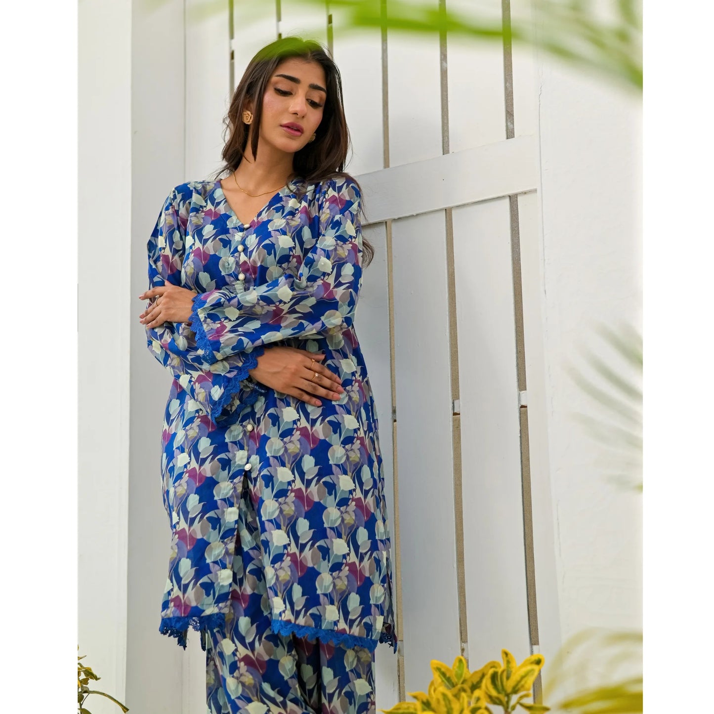 UA-248 Printed Lawn 2 Piece Co-Ord Set | Soft Breathable Summer Outfit | Casual Matching Shirt & Trouser Set by Umnaa
