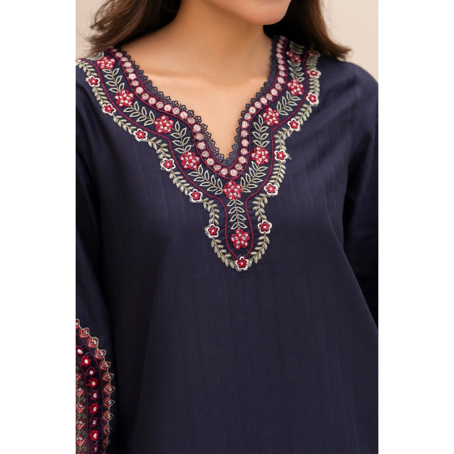 UA-257 Embroidered Cambric Cotton Co-Ord Set | Ready to Wear | Asian Clothes