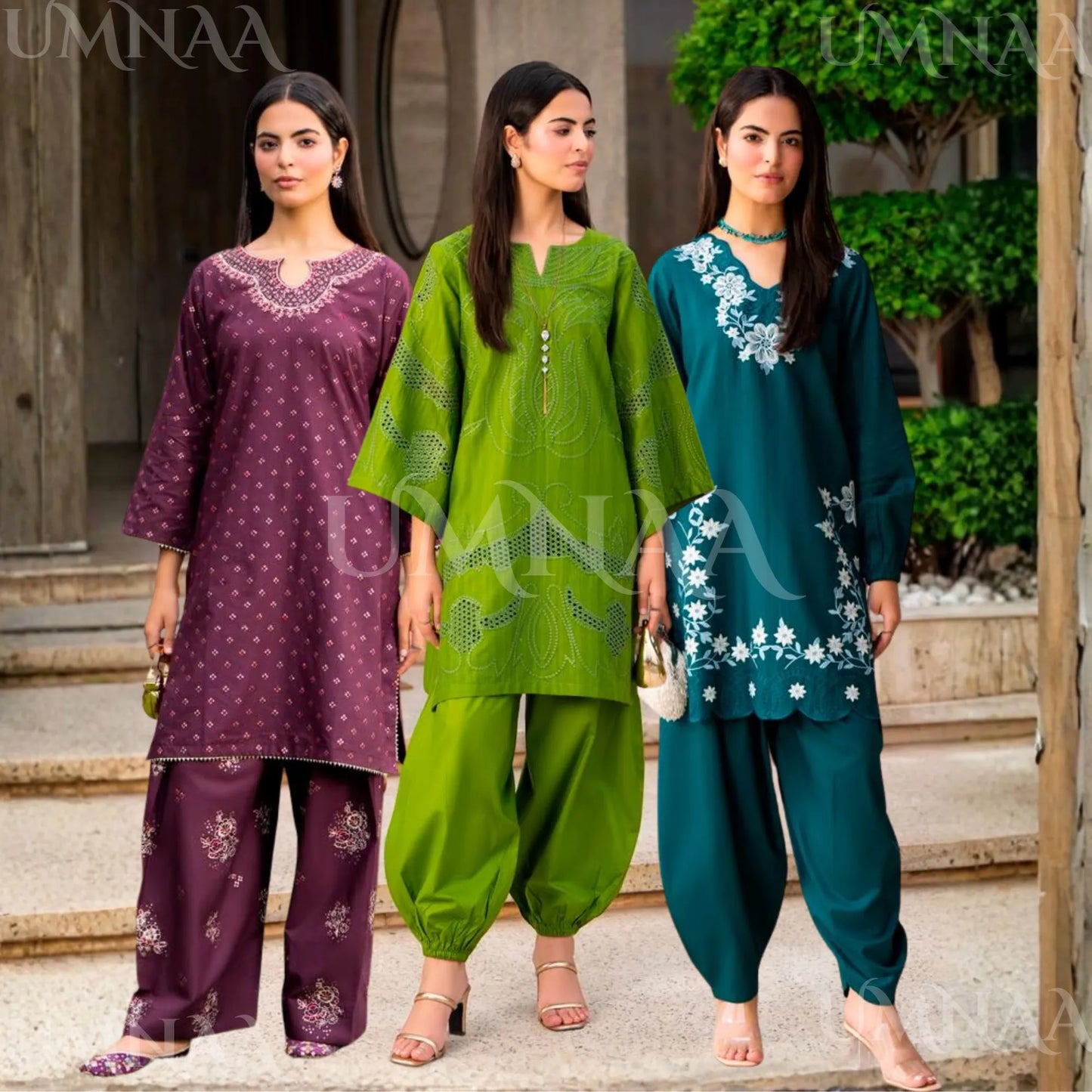 UA-276 Embroidered Trendy Cotton Co-Ord Set | Umnaa