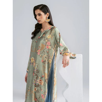 UAL-08 Printed Silk Kaftan with Trouser 2 Pc Set | Ally's