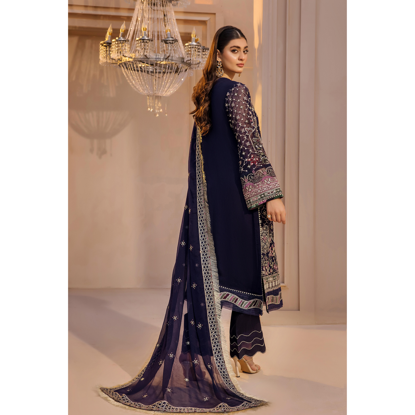UTT-10 "Chantelle" Embroidered Chiffon Festive Collection by Traditional Thread
