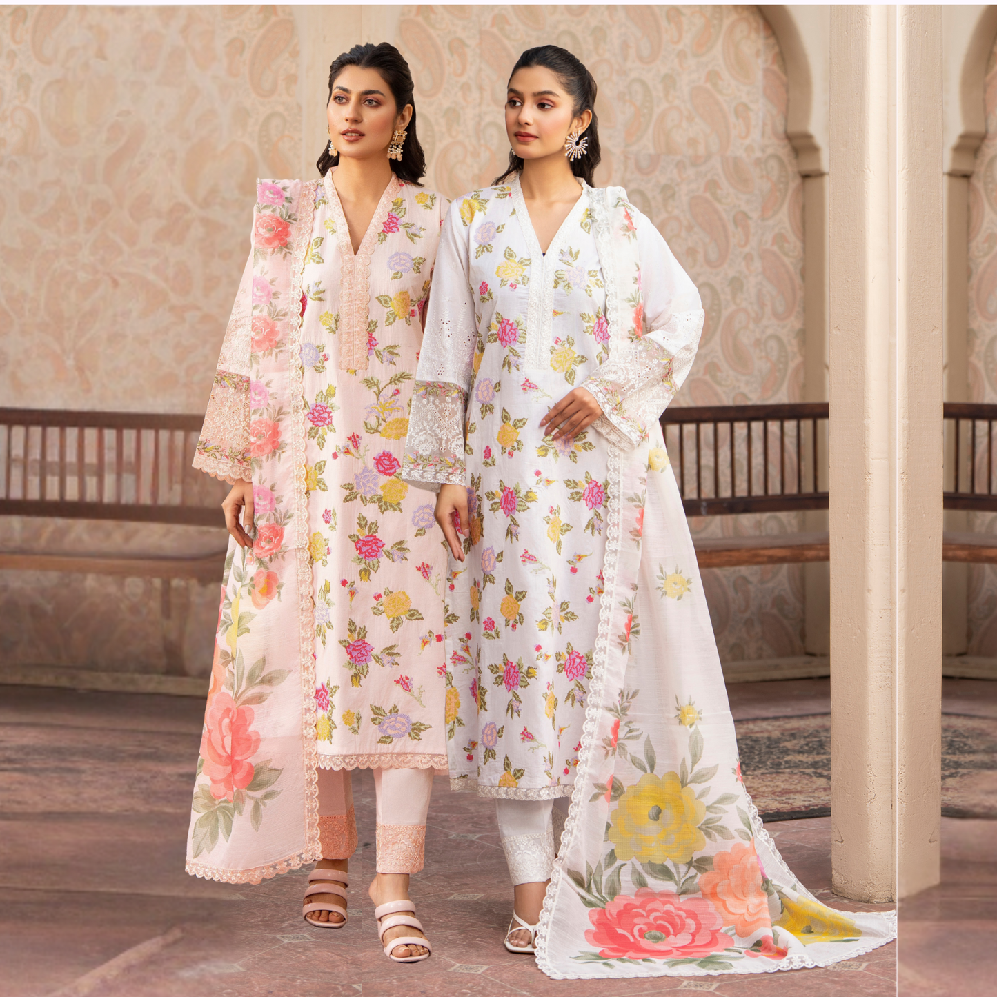 UKC-18 Embroidered Cambric Cotton Ready to Wear 3 Pc - Karma Collection
