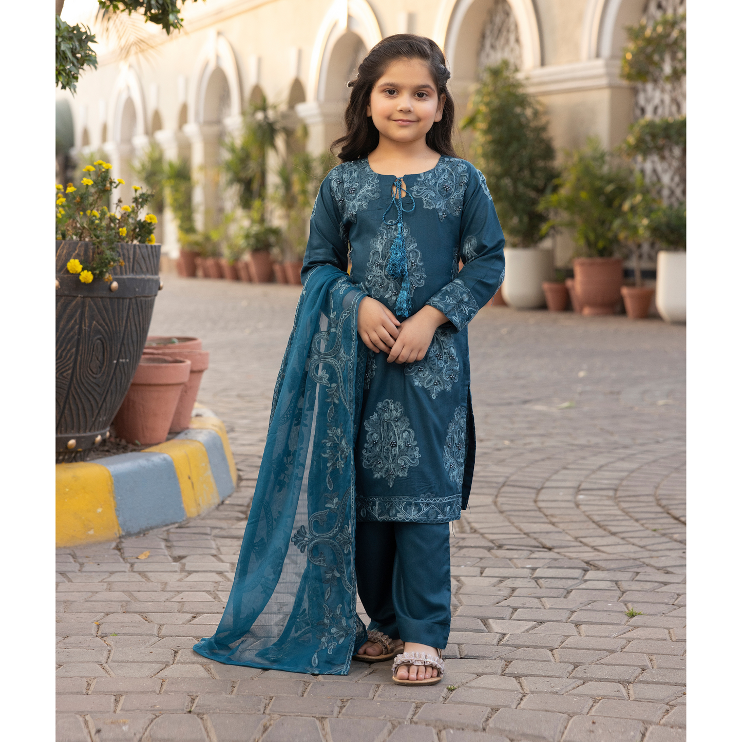UMS-15 3 Pc Mother & Daughter Luxury Linen Eid Collection by Simrans