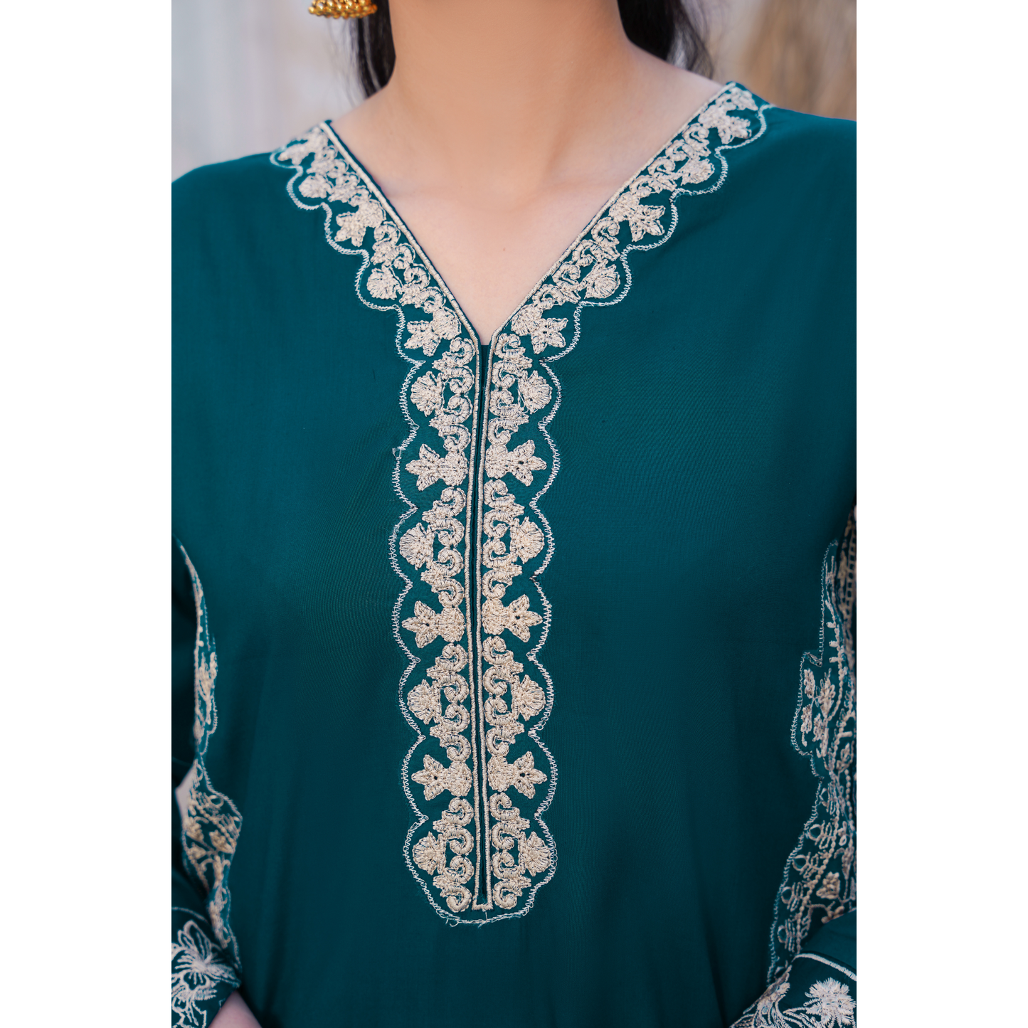 U-71 Embroidered Linen with Pockets 2 Pc Co Ord Set Dress | Ready to wear | UMNAA